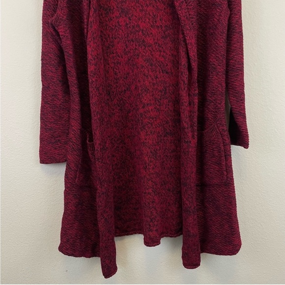 Lucky Brand Marled Open Front Long Cardigan Sweater Red Size 1X - Picture 7 of 9